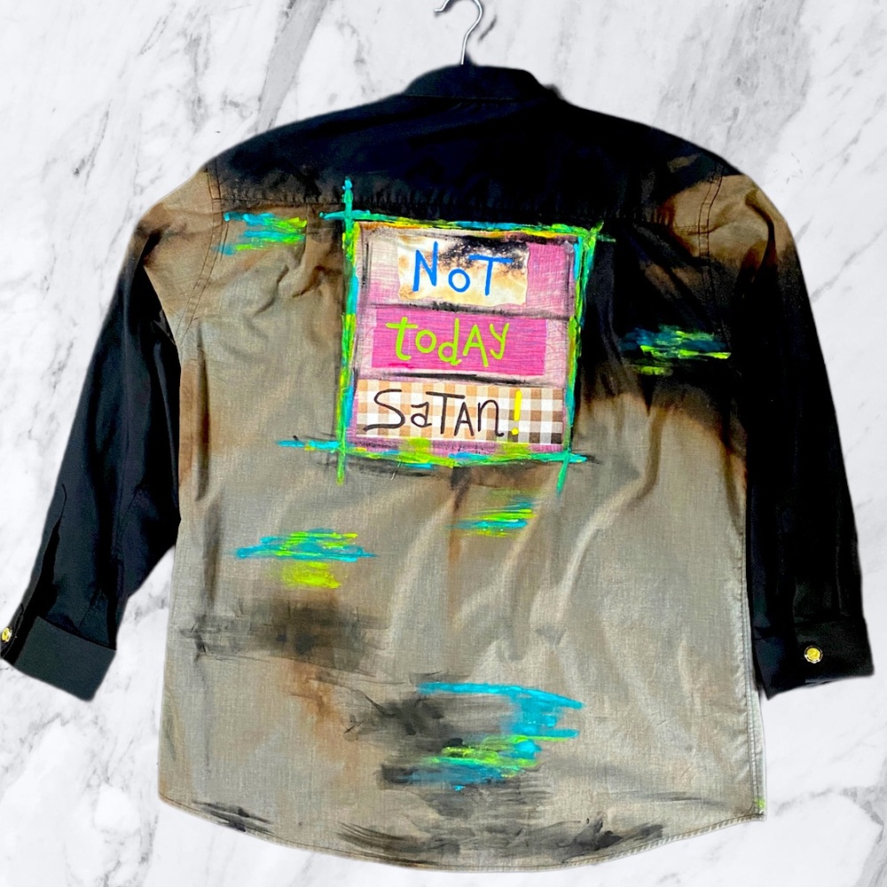 Custom Tell Me Your Sins Button Down Robe/ Shirt w/ French Cuffs